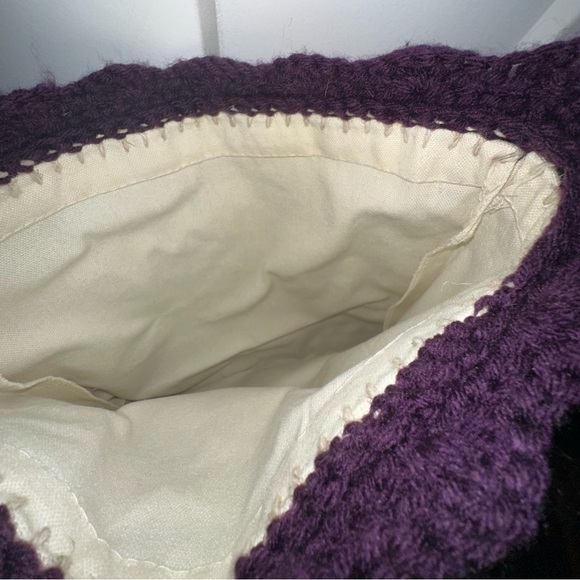 Handmade Elegant Floral Crochet Crossbody Bag - Purple, Green, Cream, Blue -New - Picture 4 of 9